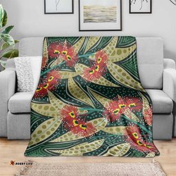 Australian Native Eucalyptus Plant Blanket Aboriginal Dot Art