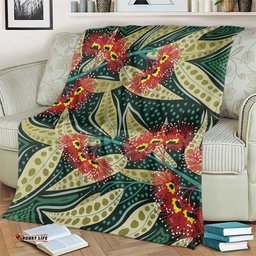 Australian Native Eucalyptus Plant Blanket Aboriginal Dot Art