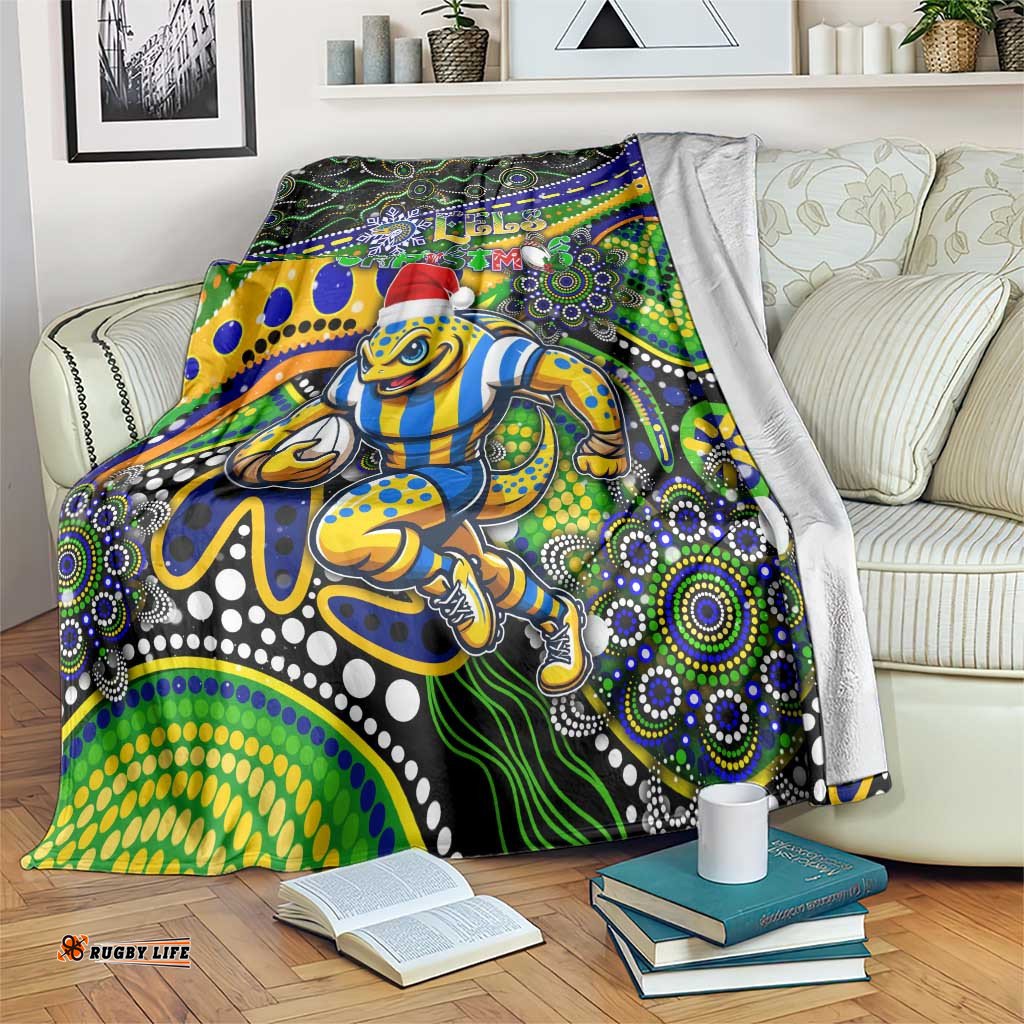 Merry Christmas Eels Blanket Aboriginal Santa Rugby Mascot Parramatta