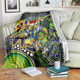 Merry Christmas Eels Blanket Aboriginal Santa Rugby Mascot Parramatta