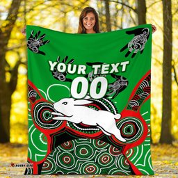 custom personalised rabbitohs rugby aboriginal art blanket
