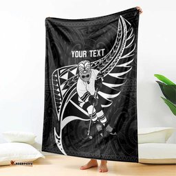 Custom Aotearoa Ice Hockey Blanket NZ Tiki Mascot Maori Pattern