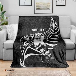 Custom Aotearoa Ice Hockey Blanket NZ Tiki Mascot Maori Pattern