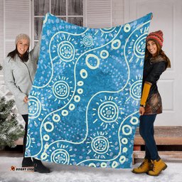 Australia Aboriginal Blanket - River Scene in Aboriginal Dot Art Style Blanket