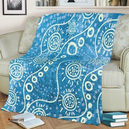 Australia Aboriginal Blanket - River Scene in Aboriginal Dot Art Style Blanket