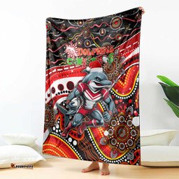 Merry Christmas Dolphins Blanket Aboriginal Santa Rugby Mascot Redcliffe