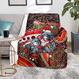 Merry Christmas Dolphins Blanket Aboriginal Santa Rugby Mascot Redcliffe