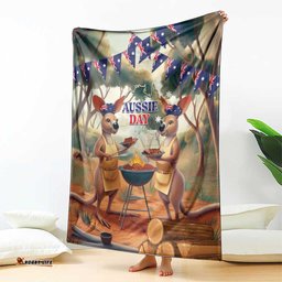 Kangaroos Australia Day Blanket It's Barbecue Time
