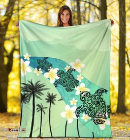 Turtle Plumeria Premium Blanket