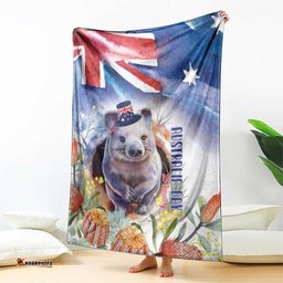 Wombat Australia Day Blanket Happy 26 January Banksia Watercolor