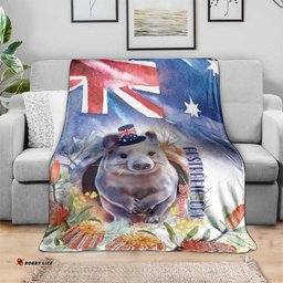 Wombat Australia Day Blanket Happy 26 January Banksia Watercolor