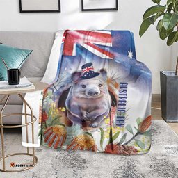 Wombat Australia Day Blanket Happy 26 January Banksia Watercolor