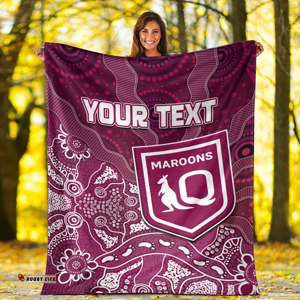 Custom Personalised Maroons Rugby Premium Blanket Fascinated Aboriginal Queenslanders