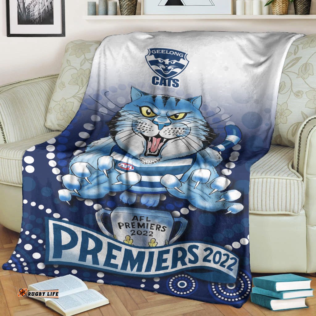 Cats Football Premium Blanket Aboriginal Australian Premiers Proud Geelong Cartoon