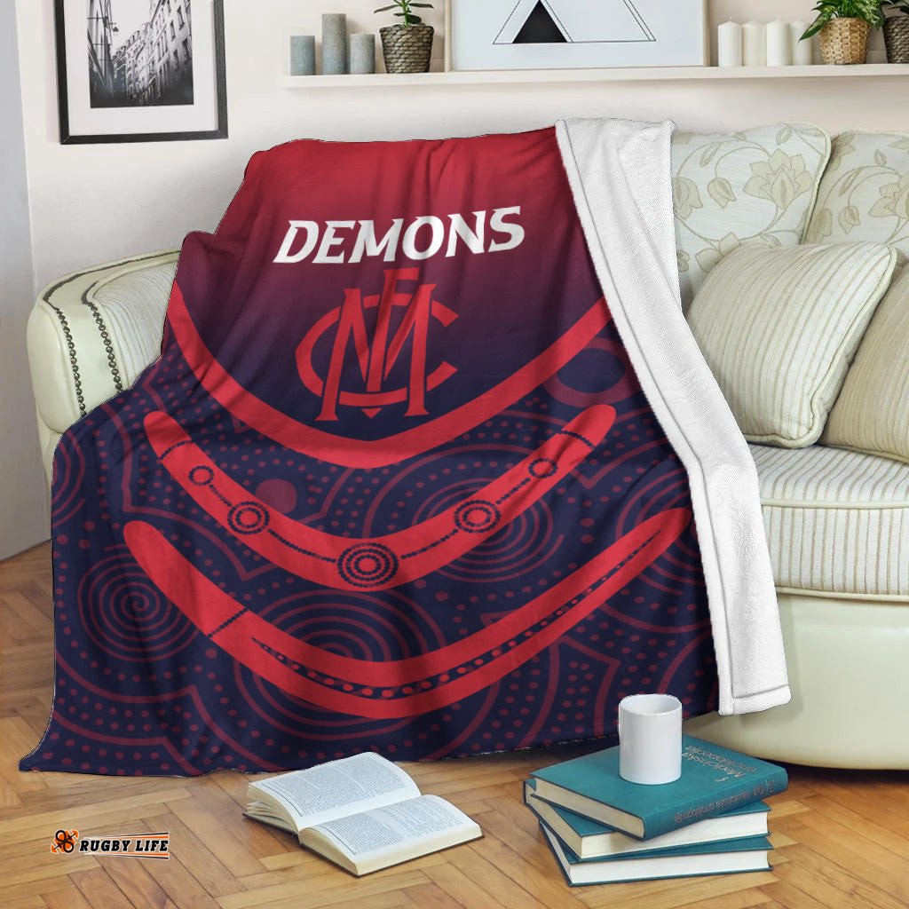 Melbourne Demons Blanket Aboriginal Dot Painting