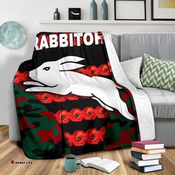 South Sydney Rabbitohs Premium Blanket ANZAC Day Poppy Flower Vibes