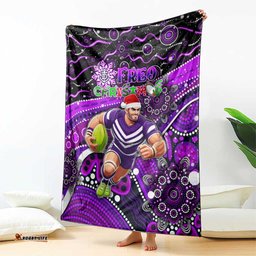 Merry Christmas AFL Fremantle Freo Blanket Aboriginal Santa Football Mascot