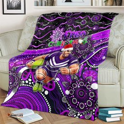 Merry Christmas AFL Fremantle Freo Blanket Aboriginal Santa Football Mascot