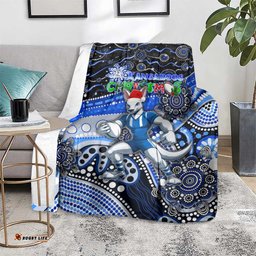 Merry Christmas AFL Kangaroos Blanket Aboriginal Santa Football Mascot