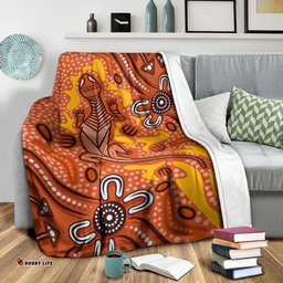 Australia Aboriginal Inspired Blanket - Orange Lizard Aboriginal Inspired Dot Painting Style