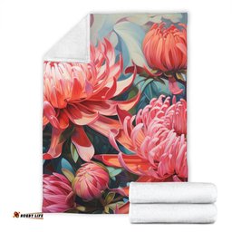 Australia Waratah Blanket - Waratah Oil Painting Abstract Ver4 Blanket