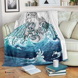 Maori Manaia The Blue Sea Premium Blanket, White