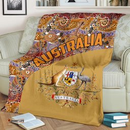 Premium Blanket Aboriginal Patterns Blanket Australian Coat Of Arms