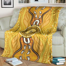 Australia Aboriginal Inspired Blanket - Aboriginal Yellow Color Dot Art Vector Background