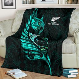 New Zealand Premium Blanket Manaia Paua Fern Wing Turquoise