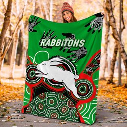 Rabbitohs Rugby Aboriginal Art Blanket 01