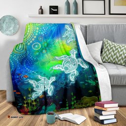Aboriginal Premium Blanket Indigenous Turtle Ocean Dot Painting Art