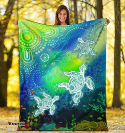 Aboriginal Premium Blanket Indigenous Turtle Ocean Dot Painting Art