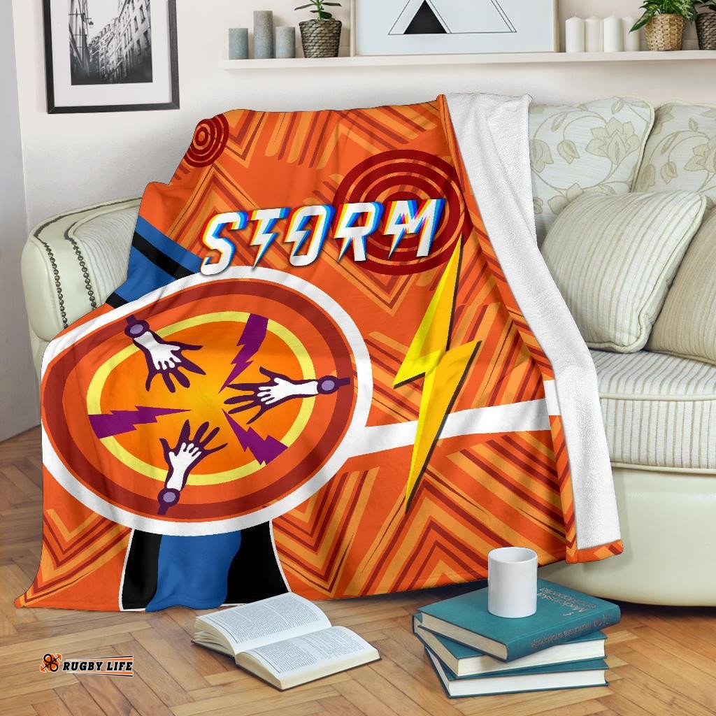 melbourne storm premium blanket simple indigenous orange