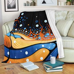 Australia Dreaming Aboriginal Blanket - Aboriginal Art Indigenous Dot Painting Inspired Blanket