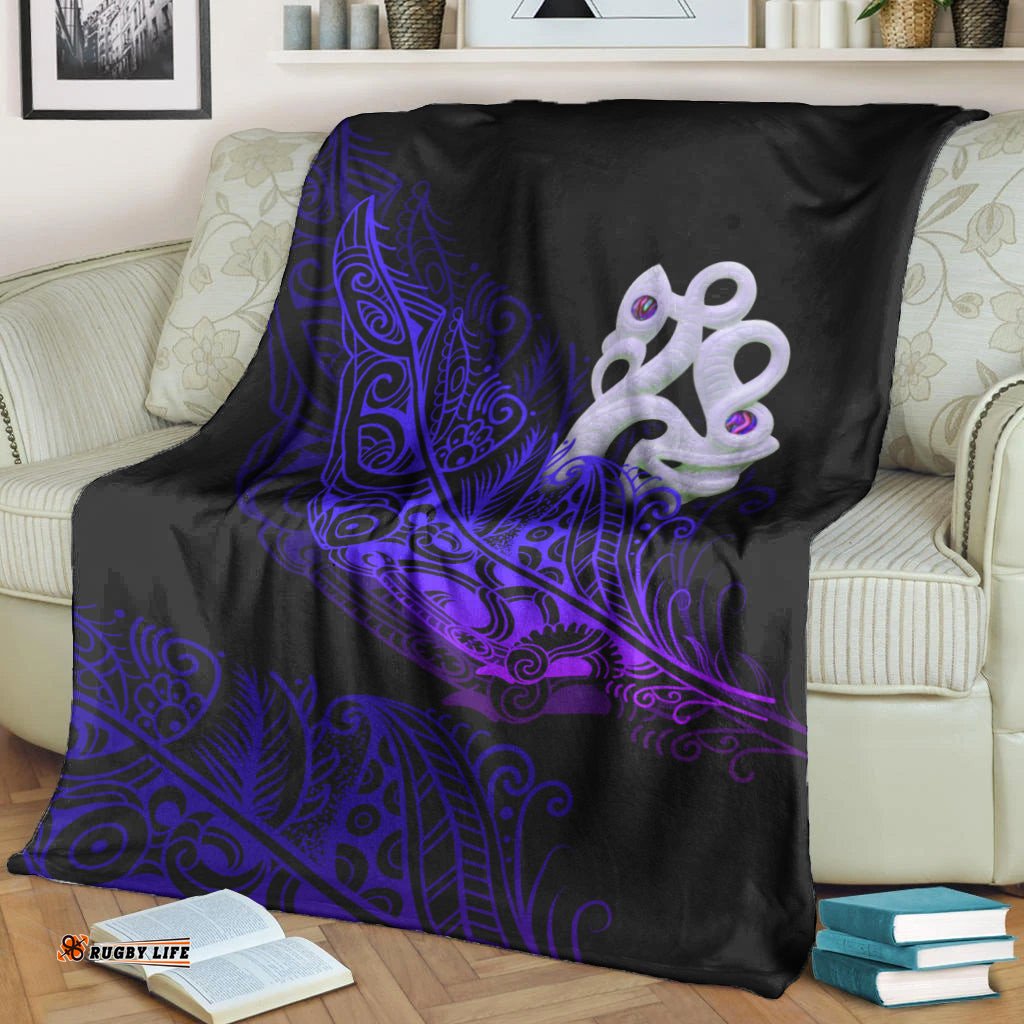 Aotearoa Premium Blanket Purple Fern Mix Manaia Matau