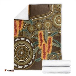 Australian Yellow Banksia Flowers Blanket Aboriginal Dot Art