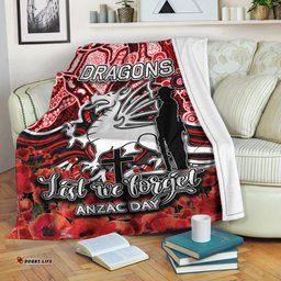 St. George Dragons Premium Blanket ANZAC Day Poppy Flowers With Aboriginal