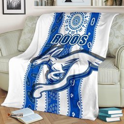 Melbourne Kangaroos Premium Blanket Indigenous North Roos White
