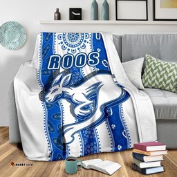 Melbourne Kangaroos Premium Blanket Indigenous North Roos White