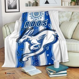 Melbourne Kangaroos Premium Blanket Indigenous North Roos White