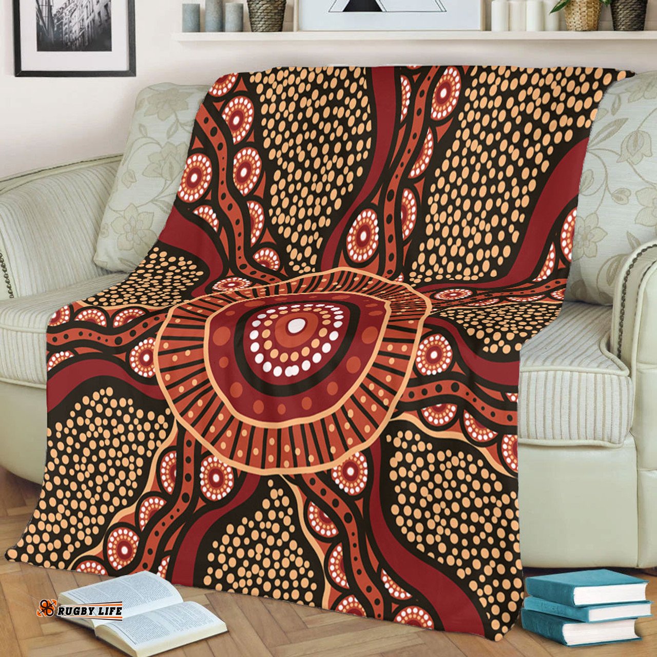 Australia Aboriginal Blanket - Brown Aboriginal Style Dot Painting Blanket