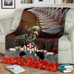New Zealand ANZAC Day Blanket The Ode of Remembrance and Silver Fern