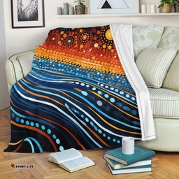 Australia Dreaming Aboriginal Blanket - Aboriginal Culture Indigenous Dreaming Dot Painting Art Inspired Blanket