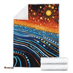 Australia Dreaming Aboriginal Blanket - Aboriginal Culture Indigenous Dreaming Dot Painting Art Inspired Blanket
