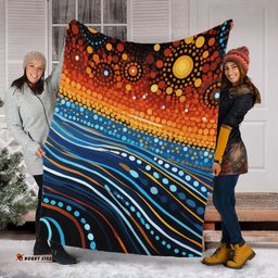 Australia Dreaming Aboriginal Blanket - Aboriginal Culture Indigenous Dreaming Dot Painting Art Inspired Blanket