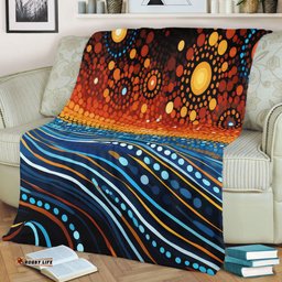 Australia Dreaming Aboriginal Blanket - Aboriginal Culture Indigenous Dreaming Dot Painting Art Inspired Blanket