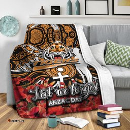 Wests Tigers Premium Blanket ANZAC Day Poppy Flowers With Aboriginal