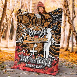 Wests Tigers Premium Blanket ANZAC Day Poppy Flowers With Aboriginal