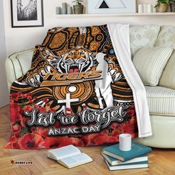 Wests Tigers Premium Blanket ANZAC Day Poppy Flowers With Aboriginal