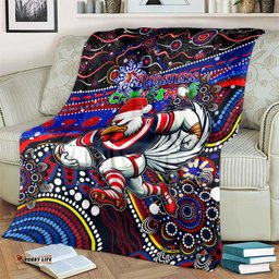 Merry Christmas Sydney Roosters Blanket Aboriginal Santa Rugby Mascot Tricolours